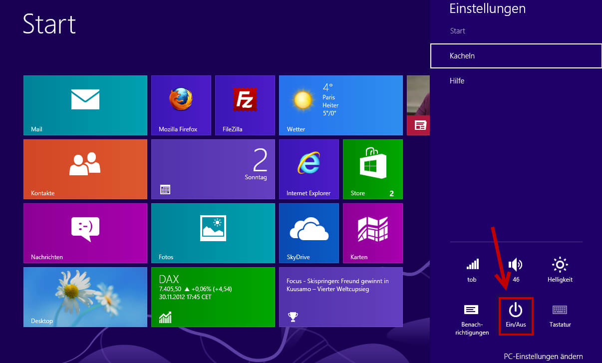 Windows 8 beenden